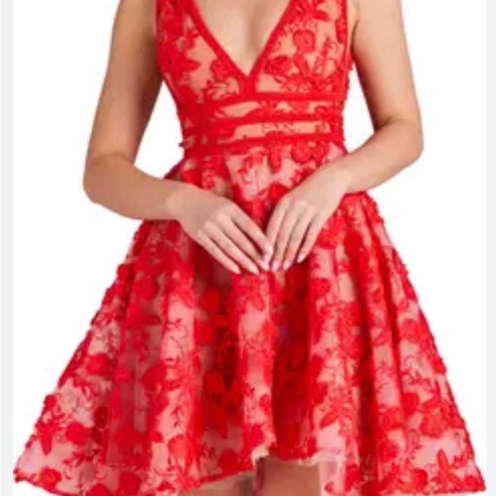 NADINE MERABI LOLA Red Floral Mini Dress